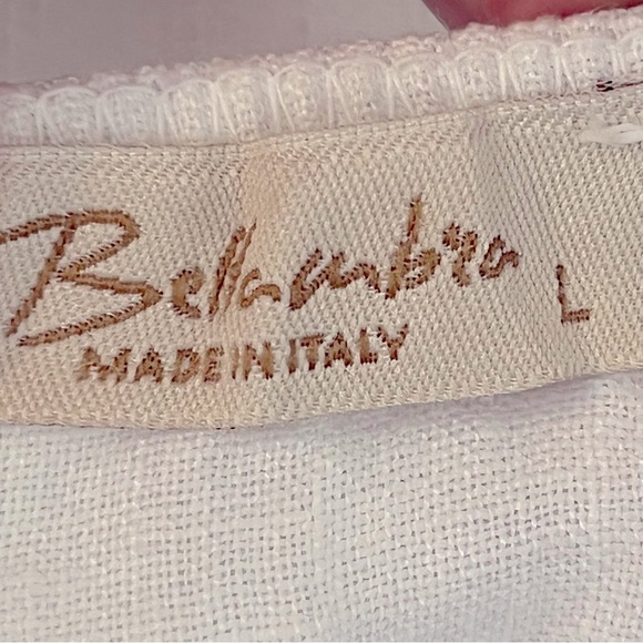 Italian Linen LG Dress white Bella Umbra Spaghetti Straps Bride bachelorette LWD - Picture 10 of 10